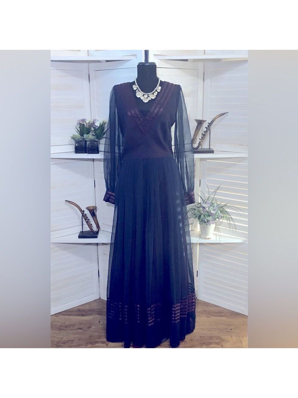 Vintage Lace Maxi Dress Purple whimsigoth dark fairy Ren Fair Victorian Glam M